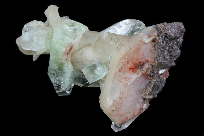 Zoned Apophyllite Crystals With Stilbite - India #72095